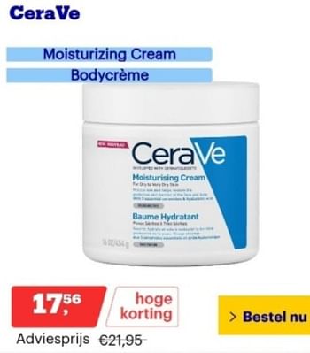 Promoties Cerave moisturizing cream bodycrème - CeraVe - Geldig van 13/11/2023 tot 19/11/2023 bij Bol.com