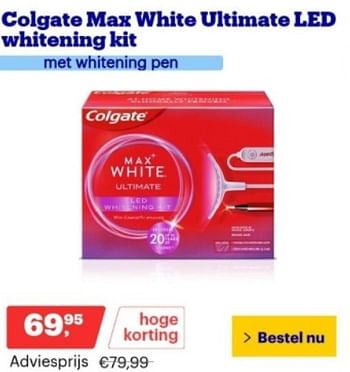 Promoties Colgate max white ultimate led whitening kit - Colgate - Geldig van 13/11/2023 tot 19/11/2023 bij Bol.com