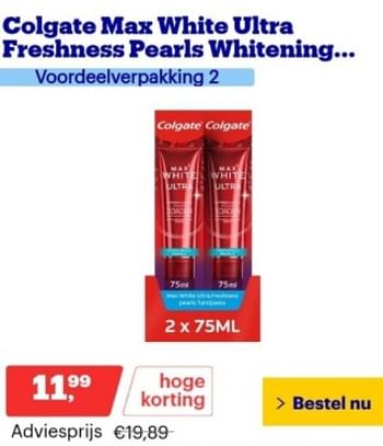 Promoties Colgate max white ultra freshness pearls whitening - Colgate - Geldig van 13/11/2023 tot 19/11/2023 bij Bol.com