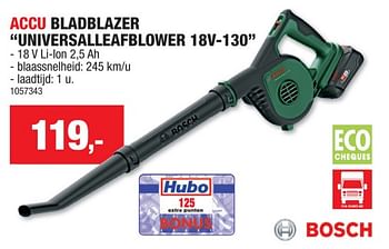Promotions Bosch accu bladblazer universalleafblower 18v-130 - Bosch - Valide de 08/10/2023 à 19/11/2023 chez Hubo