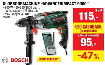 Promoties Bosch klopboormachine advancedimpact 9000 - Bosch - Geldig van 08/10/2023 tot 19/11/2023 bij Hubo