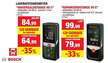 Promotions Bosch laserafstandsmeter universaldistance 40 c - Bosch - Valide de 08/10/2023 à 19/11/2023 chez Hubo