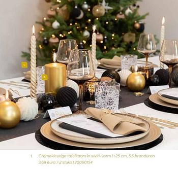Promoties Crèmekleurige tafelkaars in swirl-vorm - Huismerk - Ava - Geldig van 24/10/2023 tot 31/12/2023 bij Ava