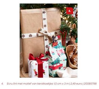Promoties Ecru lint met motief van kerstkoekjes - Huismerk - Ava - Geldig van 24/10/2023 tot 31/12/2023 bij Ava