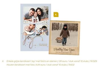 Promoties Enkele grijze kerstkaart joy met foto’s en sterren - Huismerk - Ava - Geldig van 24/10/2023 tot 31/12/2023 bij Ava