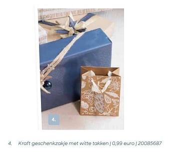 Promoties Kraft geschenkzakje met witte takken - Huismerk - Ava - Geldig van 24/10/2023 tot 31/12/2023 bij Ava