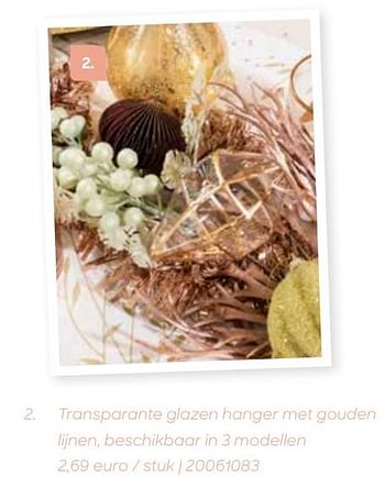 Promoties Transparante glazen hanger met gouden lijnen - Huismerk - Ava - Geldig van 24/10/2023 tot 31/12/2023 bij Ava
