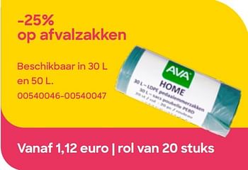 Promoties Afvalzakken - Huismerk - Ava - Geldig van 24/10/2023 tot 31/12/2023 bij Ava