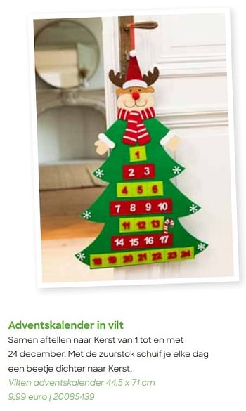 Promoties Vilten adventskalender - Huismerk - Ava - Geldig van 24/10/2023 tot 31/12/2023 bij Ava