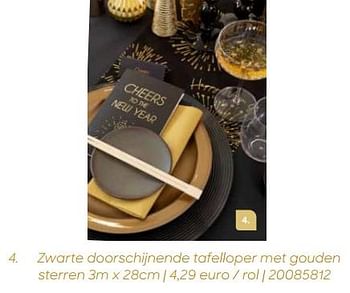 Promoties Zwarte doorschijnende tafelloper met gouden sterren - Huismerk - Ava - Geldig van 24/10/2023 tot 31/12/2023 bij Ava