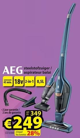 Promoties Aeg steelstofzuiger - aspirateur balai - AEG - Geldig van 16/11/2023 tot 22/11/2023 bij ElectroStock