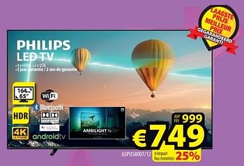 Promotions Philips led tv 65pus8007-12 - Philips - Valide de 16/11/2023 à 22/11/2023 chez ElectroStock