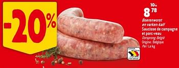 Promoties Boerenworst en varken-kalf saucisse de campagne et porc-veau - Huismerk - Match - Geldig van 15/11/2023 tot 21/11/2023 bij Match