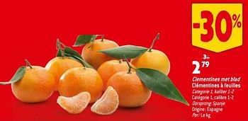 Promoties Clementines met blad clémentines à feuilles - Huismerk - Match - Geldig van 15/11/2023 tot 21/11/2023 bij Match