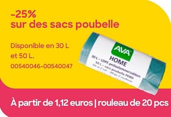Promotions Sacs poubelle - Produit Maison - Ava - Valide de 24/10/2023 à 31/12/2023 chez Ava