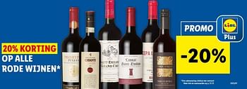 Promoties 20% korting op alle rode wijnen - Rode wijnen - Geldig van 22/11/2023 tot 28/11/2023 bij Lidl