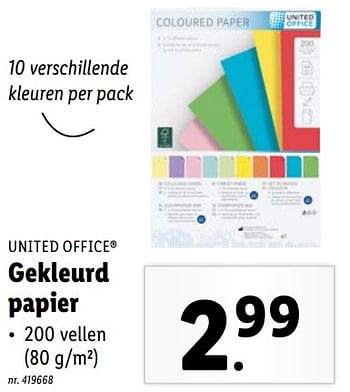Promoties Gekleurd papier - United Office - Geldig van 22/11/2023 tot 28/11/2023 bij Lidl