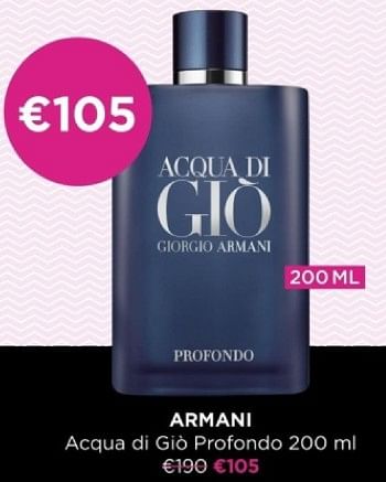 Promotions Armani acqua di gid profondo - Armani - Valide de 13/11/2023 à 27/11/2023 chez ICI PARIS XL