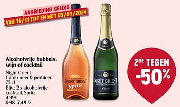 Promoties Alcoholvrije cocktail, spritz - Night orient - Geldig van 16/11/2023 tot 22/11/2023 bij Delhaize