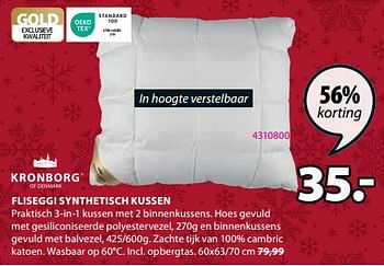 Promoties Fliseggi synthetisch kussen - Kronborg - Geldig van 13/11/2023 tot 26/11/2023 bij Jysk