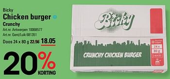 Promoties Bicky chicken burger crunchy - Bicky - Geldig van 02/11/2023 tot 23/11/2023 bij Sligro