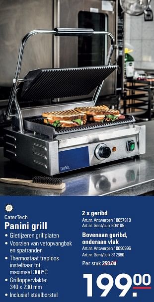 Promoties Catertech panini grill - Catertech - Geldig van 02/11/2023 tot 23/11/2023 bij Sligro
