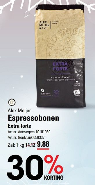 Promoties Espressobonen extra forte - Alex Meijer - Geldig van 02/11/2023 tot 23/11/2023 bij Sligro