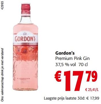 Promoties Gordon’s premium pink gin - Gordon's - Geldig van 15/11/2023 tot 28/11/2023 bij Colruyt