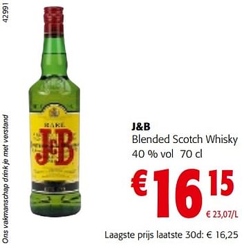Promoties J+b blended scotch whisky - J & B - Geldig van 15/11/2023 tot 28/11/2023 bij Colruyt