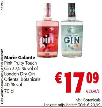 Promoties Marie galante pink fruity touch gin of london dry gin oriental botanicals - Marie Galante - Geldig van 15/11/2023 tot 28/11/2023 bij Colruyt