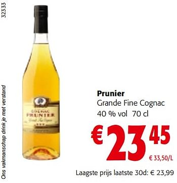 Promoties Prunier grande fine cognac - Prunier - Geldig van 15/11/2023 tot 28/11/2023 bij Colruyt