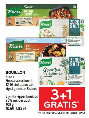Promotions Bouillon knorr 3+1 gratis - Knorr - Valide de 15/11/2023 à 28/11/2023 chez Alvo