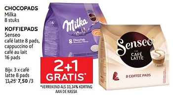 Promoties Chocopads milka + koffiepads senseo 2+1 gratis - Huismerk - Alvo - Geldig van 15/11/2023 tot 28/11/2023 bij Alvo