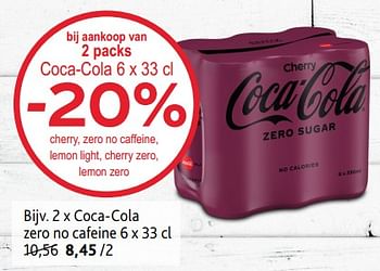 Promoties Coca-cola zero no cafeine bij aankoop van 2 packs -20% - Coca Cola - Geldig van 15/11/2023 tot 28/11/2023 bij Alvo