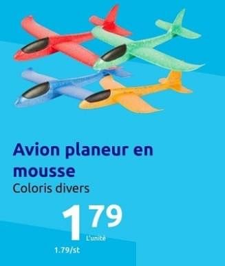 Promotions Avion planeur en mousse - Produit Maison - Action - Valide de 15/11/2023 à 21/11/2023 chez Action