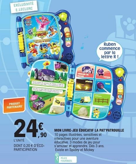 Vtech Mon livre jeu ducatif la pat patrouille En promotion chez