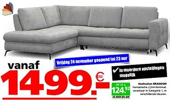 Promoties Hoeksalon brandon - Huismerk - Seats and Sofas - Geldig van 20/11/2023 tot 24/11/2023 bij Seats and Sofas