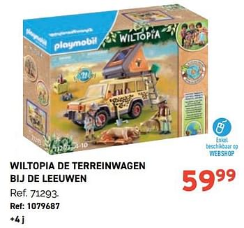 Promoties Wiltopia de terreinwagen bij de leeuwen - Playmobil - Geldig van 01/11/2023 tot 28/11/2023 bij Trafic