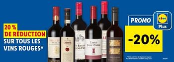 Promotions 20% de réduction sur tous les vins rouges - Vins rouges - Valide de 22/11/2023 à 28/11/2023 chez Lidl