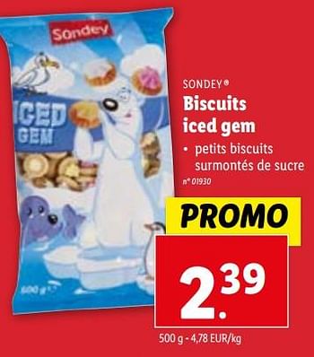 Promotions Biscuits iced gem - Sondey - Valide de 22/11/2023 à 28/11/2023 chez Lidl