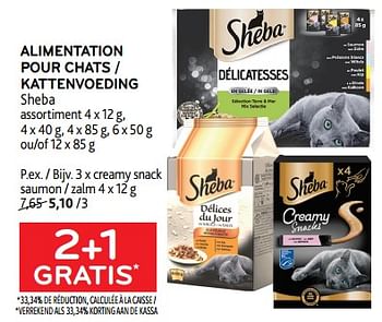 Promotions Alimentation pour chats sheba 2+1 gratis - Sheba - Valide de 15/11/2023 à 28/11/2023 chez Alvo