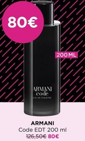 Promotions Armani code edt - Armani - Valide de 13/11/2023 à 27/11/2023 chez ICI PARIS XL
