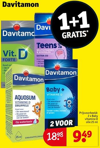 Promoties Baby vitamine d olie - Davitamon - Geldig van 21/11/2023 tot 26/11/2023 bij Kruidvat