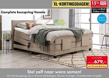 Promoties Complete boxspring veneto - Huismerk - Woonsquare - Geldig van 20/11/2023 tot 25/11/2023 bij Woonsquare