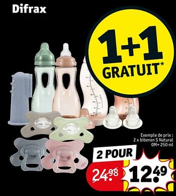 Promotions Biberon s natural 0m - Difrax - Valide de 21/11/2023 à 26/11/2023 chez Kruidvat