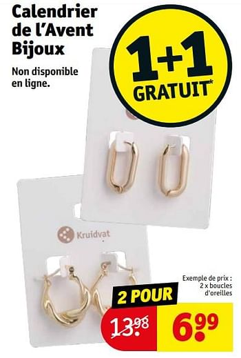 Promotions Boucles d`oreilles - Produit maison - Kruidvat - Valide de 21/11/2023 à 26/11/2023 chez Kruidvat