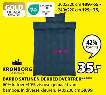 Promotions Barbo satijnen dekbedovertrek - Kronborg - Valide de 20/11/2023 à 26/11/2023 chez Jysk