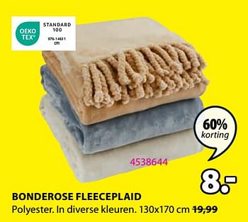 Promoties Bonderose fleeceplaid - Huismerk - Jysk - Geldig van 20/11/2023 tot 26/11/2023 bij Jysk