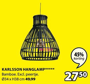 Promoties Karlsson hanglamp - Huismerk - Jysk - Geldig van 20/11/2023 tot 26/11/2023 bij Jysk