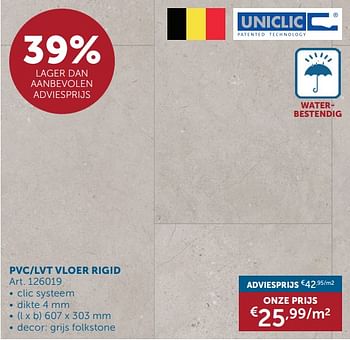 Promoties Pvc-lvt vloer rigid - Uniclic - Geldig van 14/11/2023 tot 18/12/2023 bij Zelfbouwmarkt